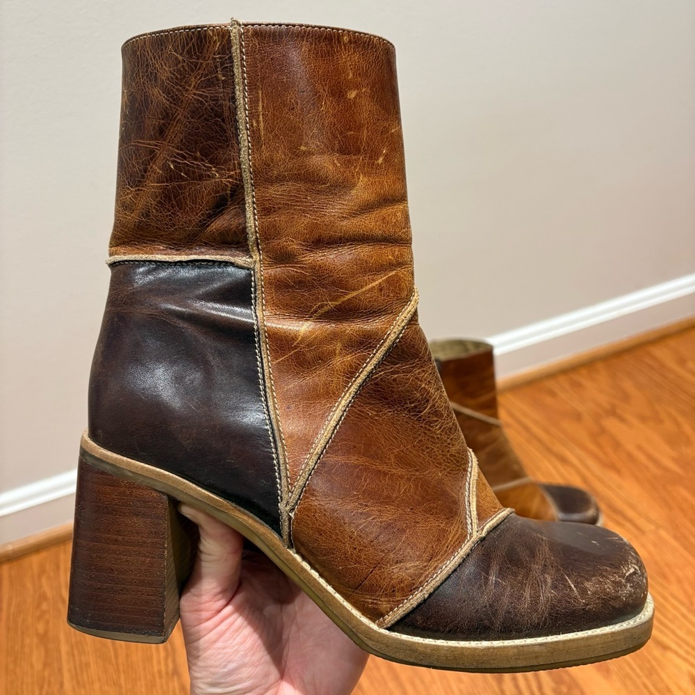 Amanda Smith Vintage Patchwork Leather Ankle Boot… - image 2